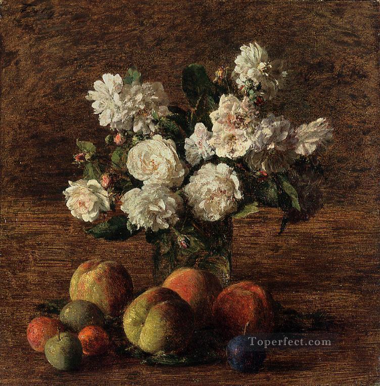 Naturaleza muerta Rosas y frutas flor pintor Henri Fantin Latour Pintura al óleo
